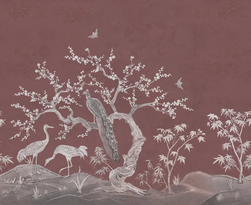 Chinoiserie Blossom - Raspberry Red