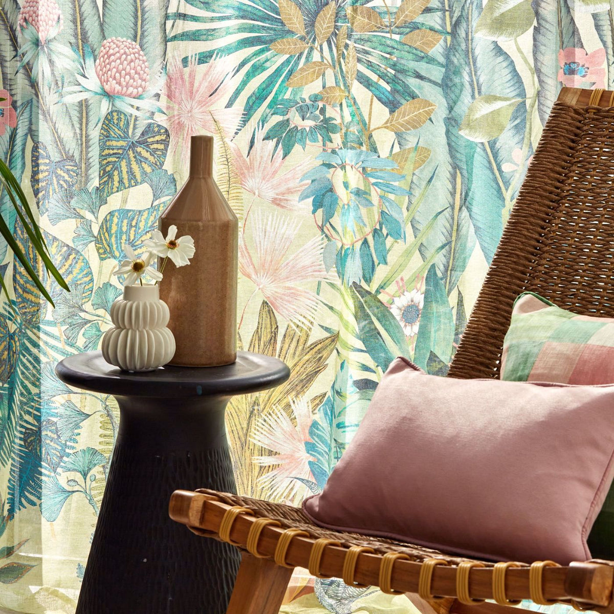 Floreana Sheer - Bleached Coral/Succulent
