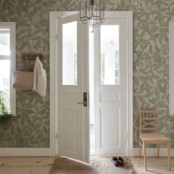 Linnea mural wallpaper in Garden Green colourway