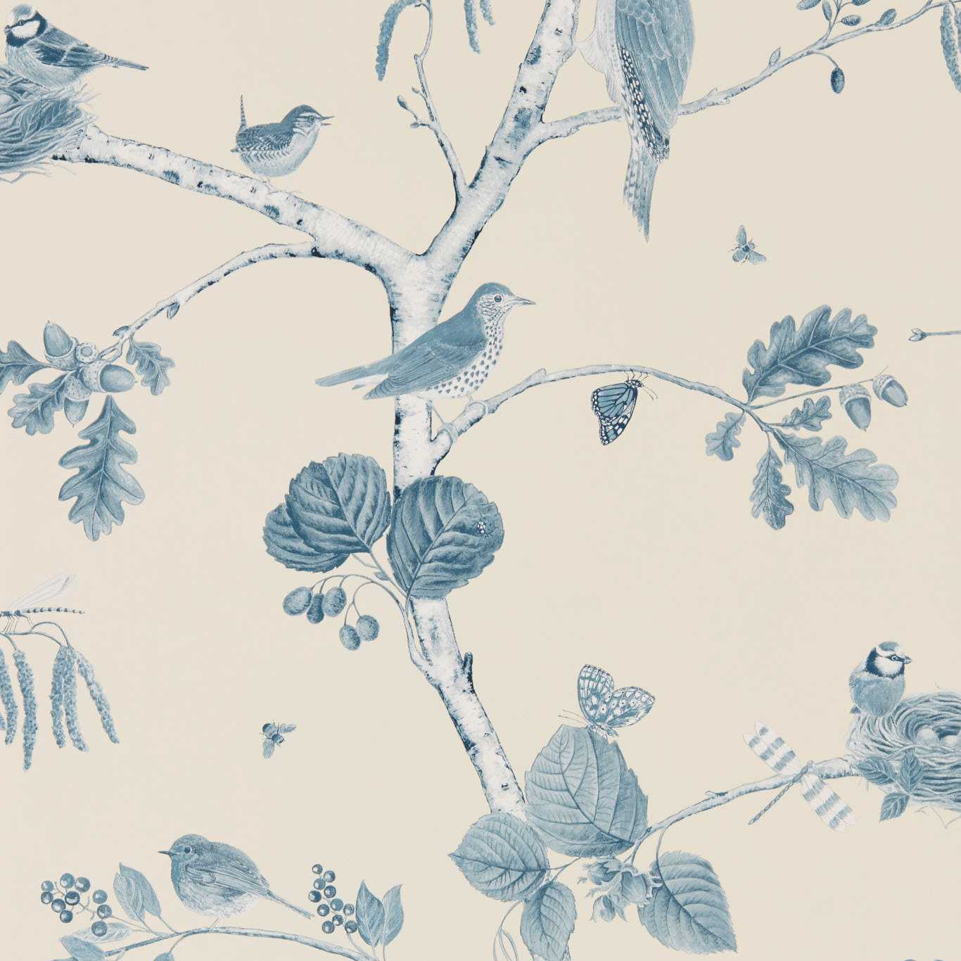 Woodland Chorus - Indigo/Ecru
