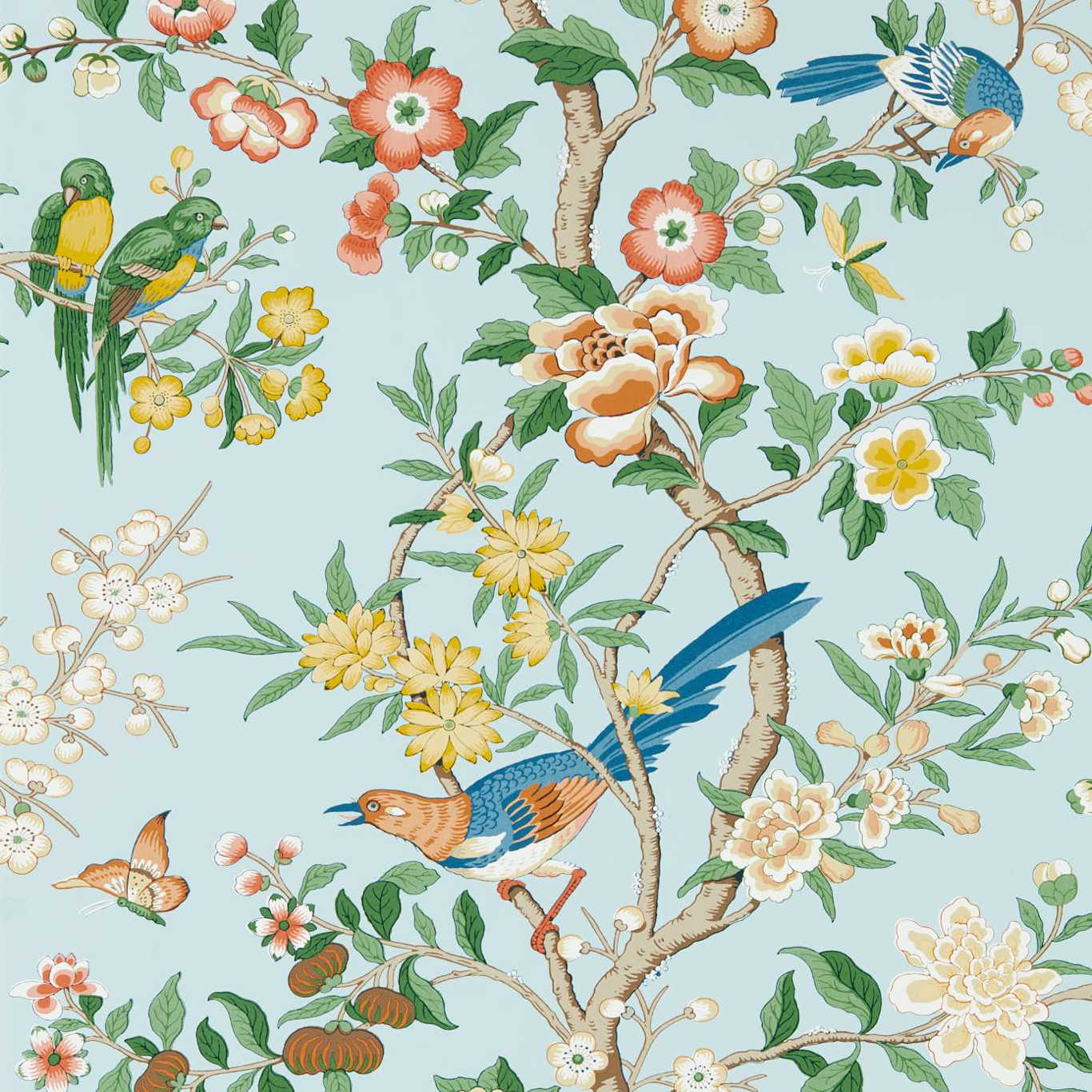 Chinoiserie Hall - Dawn Blue/Persimmon