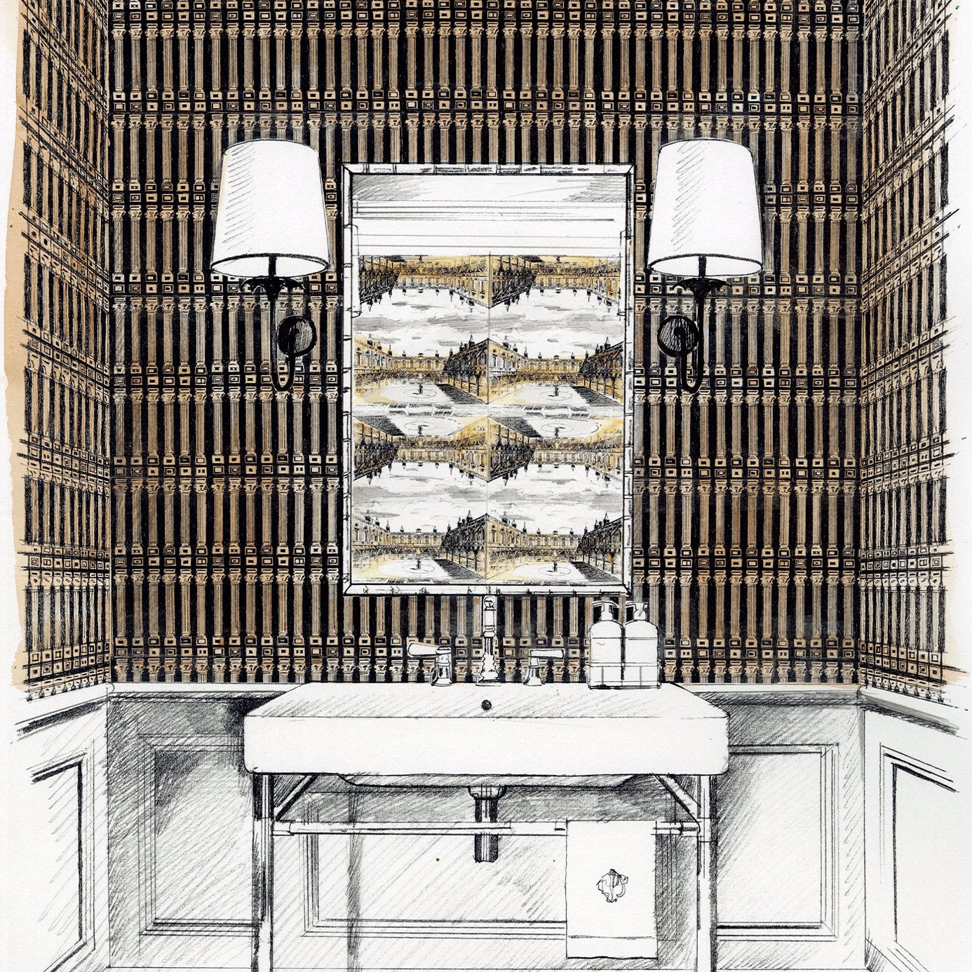 Columns - Antique Gold/Vine Black