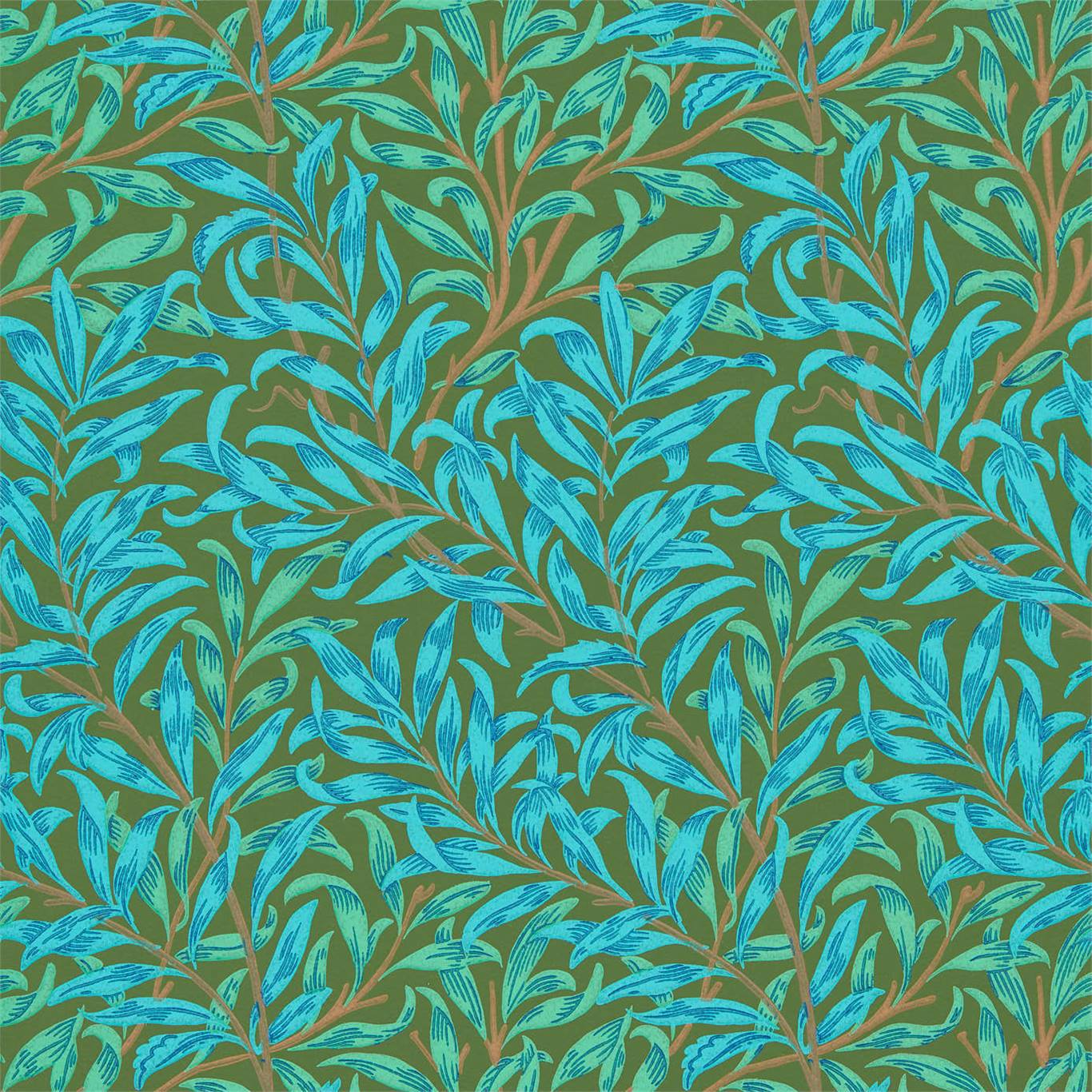 Willow Boughs - Olive/Turquoise