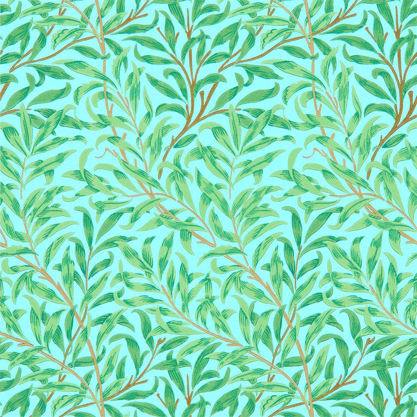 Willow Boughs - Sky/Leaf Green
