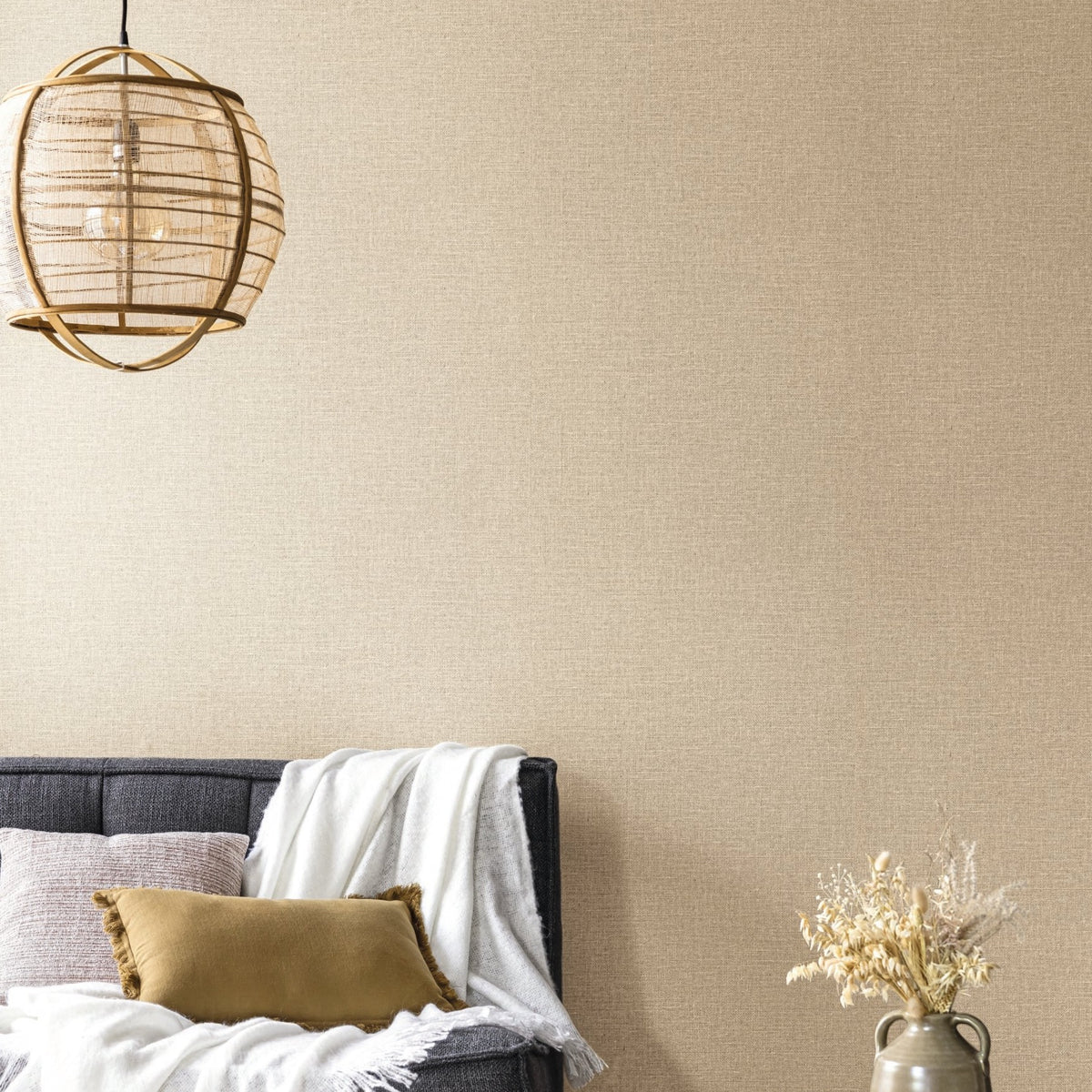 Caselio Jute wallpaper in Moka colourway