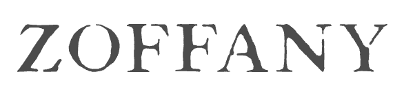 Zoffany logo grey stylised type on white background