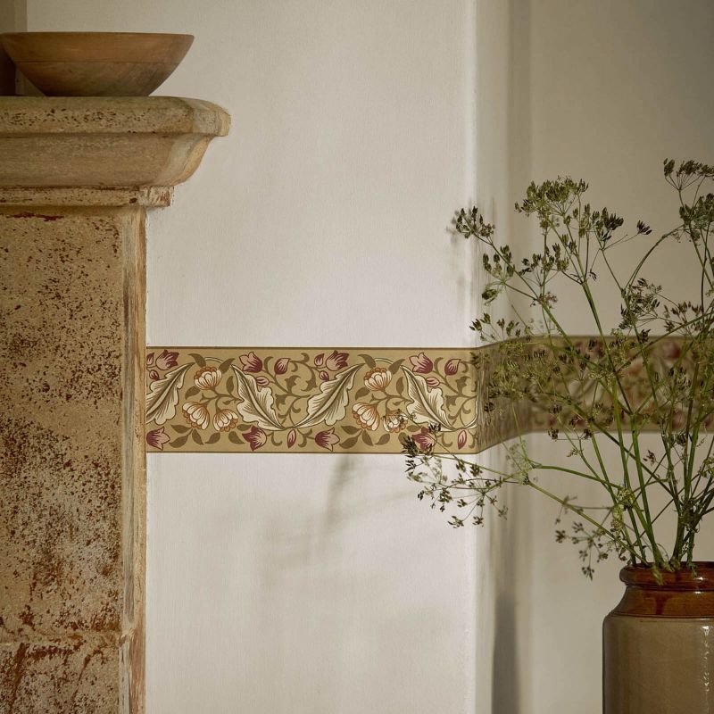Bluebell & Peony Border - Gold/Madder