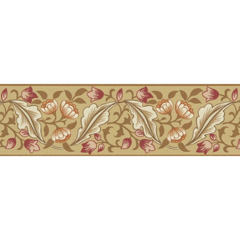 Bluebell & Peony Border - Gold/Madder