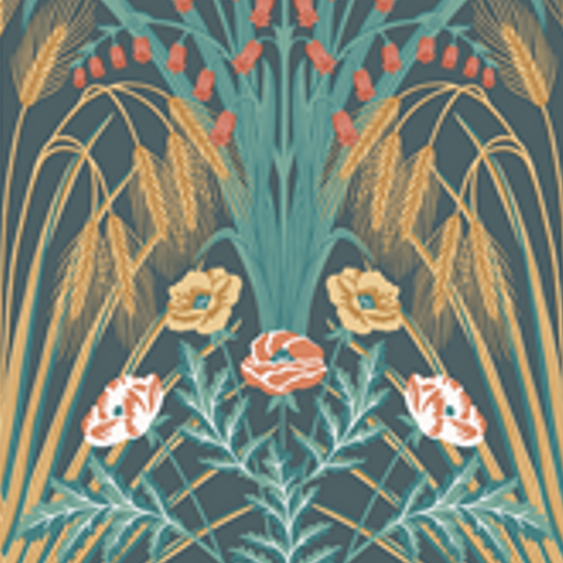 Bluebell - Teal/Gold/Coral