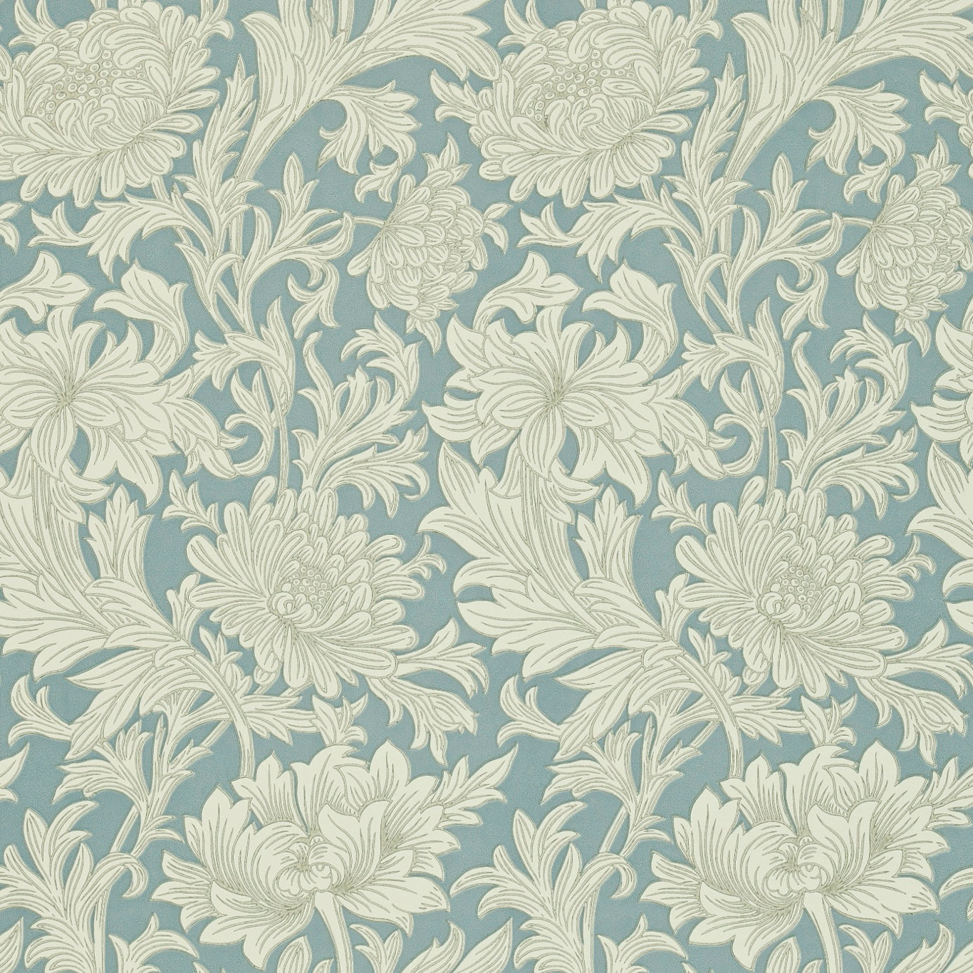 Chrysanthemum Toile - China Blue/Cream