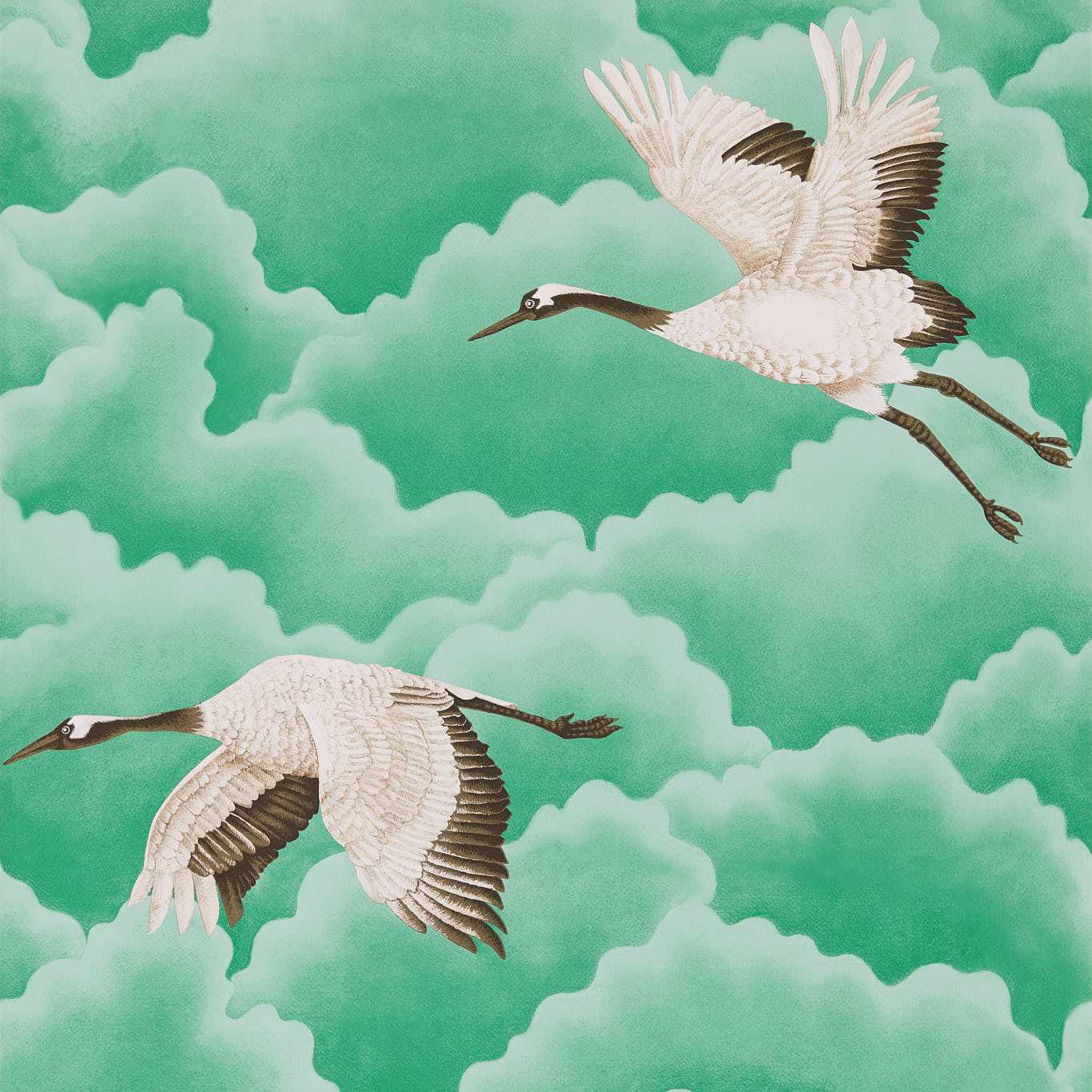 Cranes In Flight - Emerald