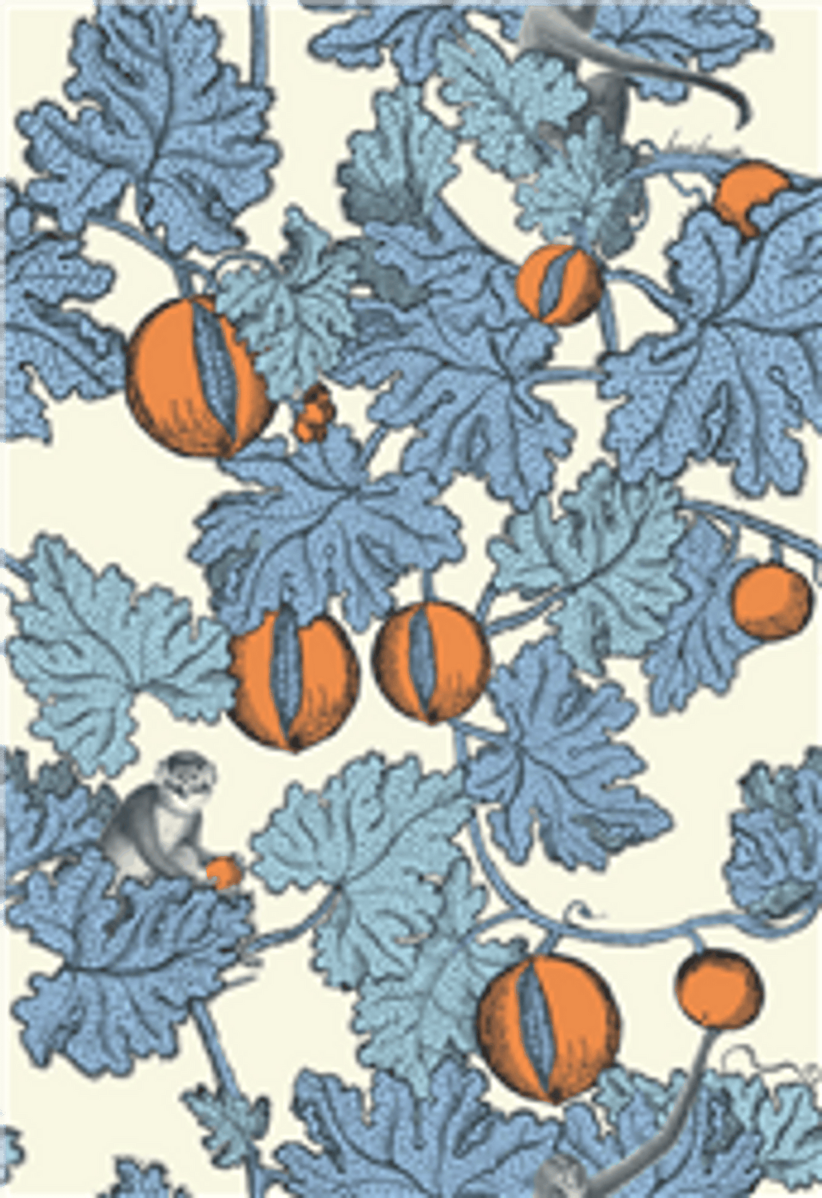 Frutto Proibito - Cerulean & Orange on White