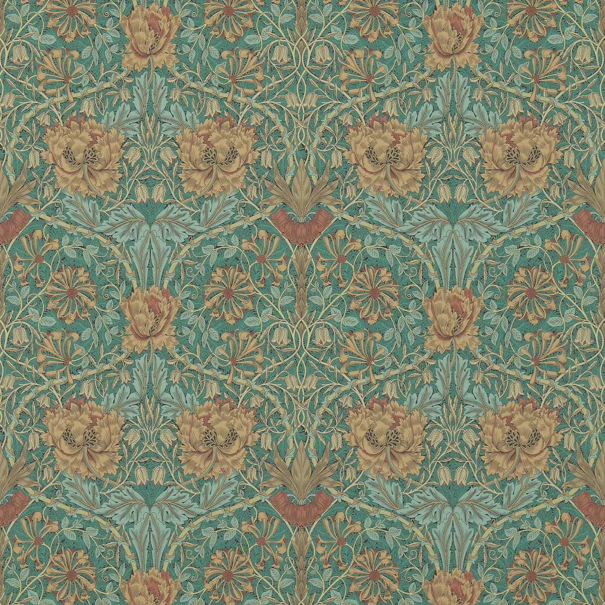 Honeysuckle & Tulip - Emerald/Russet