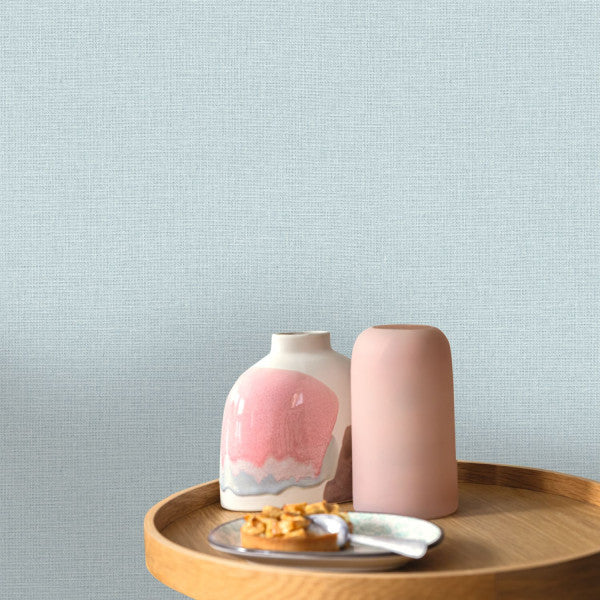 Jute wallpaper in Bleu Ciel colourway, Caselio
