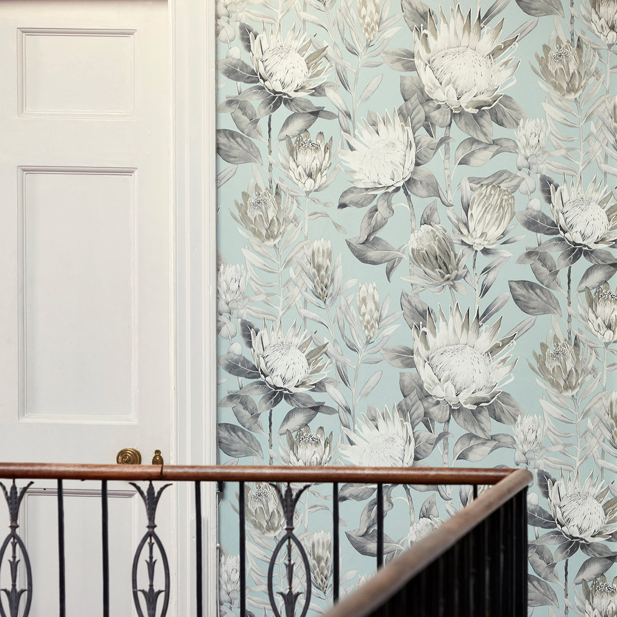 King Protea - Aqua/Linen