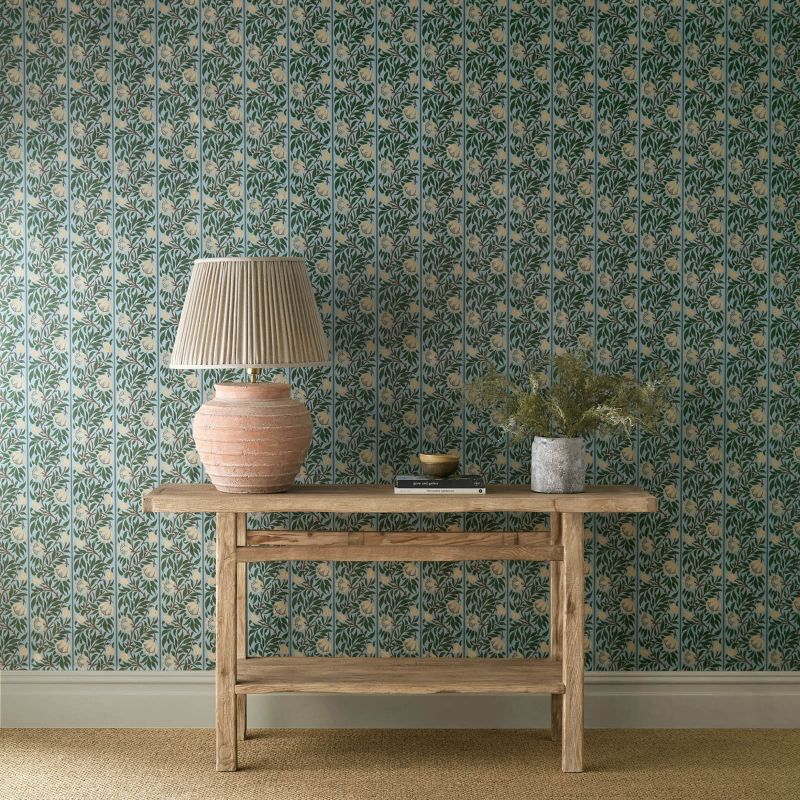 Peony Trellis - Soft Blue/Nettle
