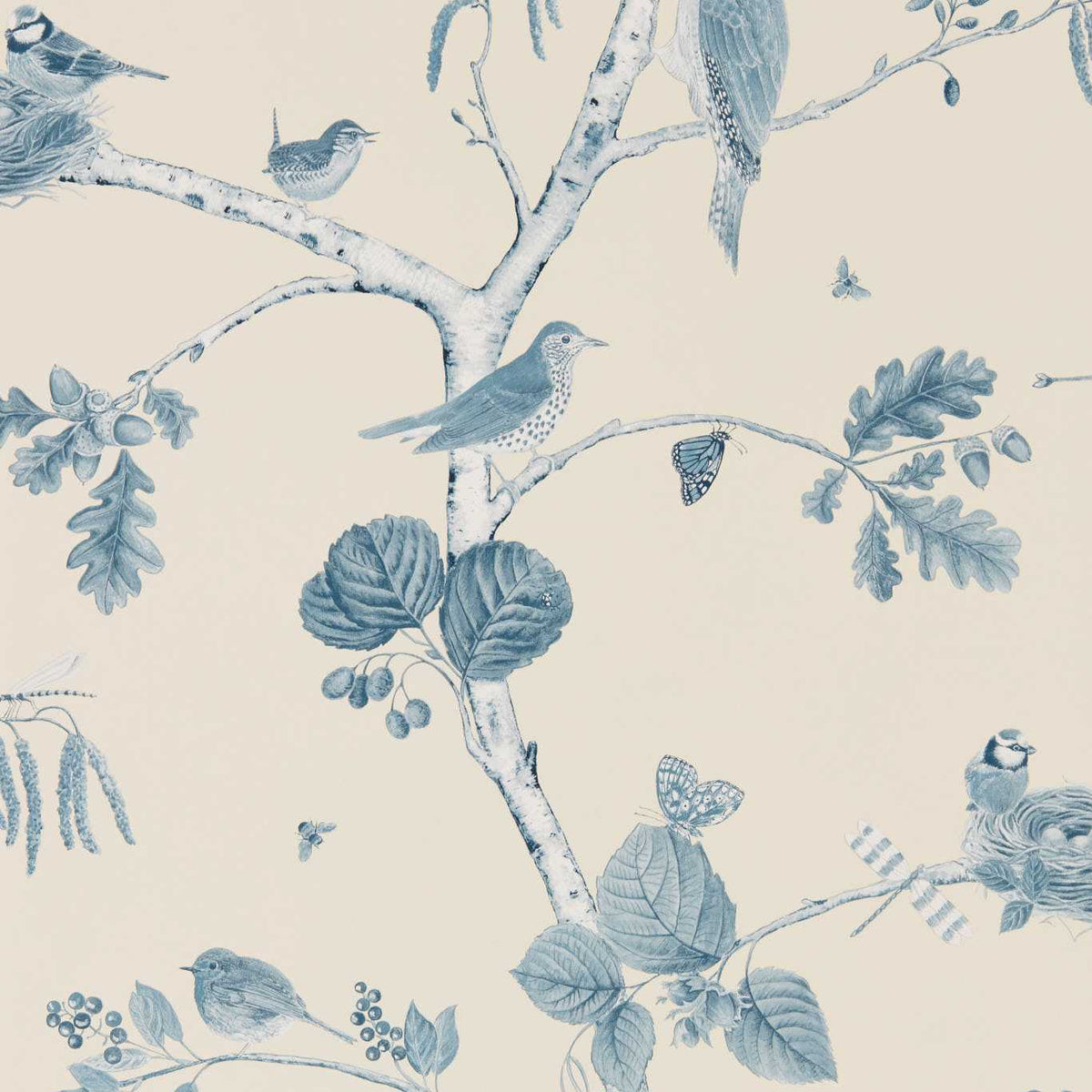 Woodland Chorus - Indigo/Ecru