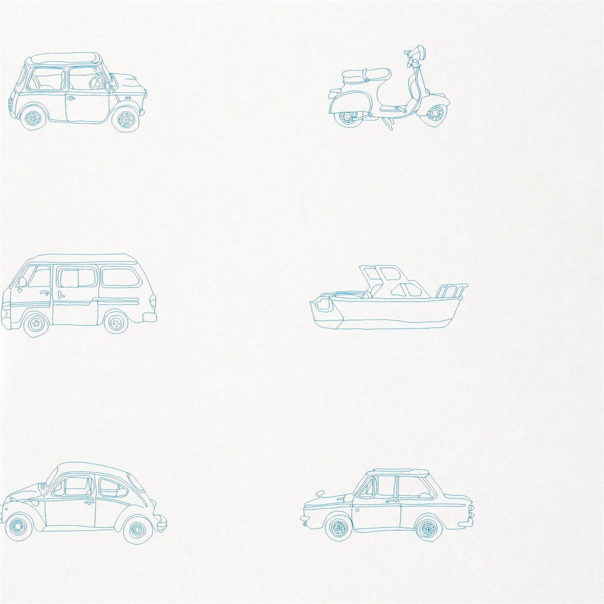 Go Go Retro - Aqua & White