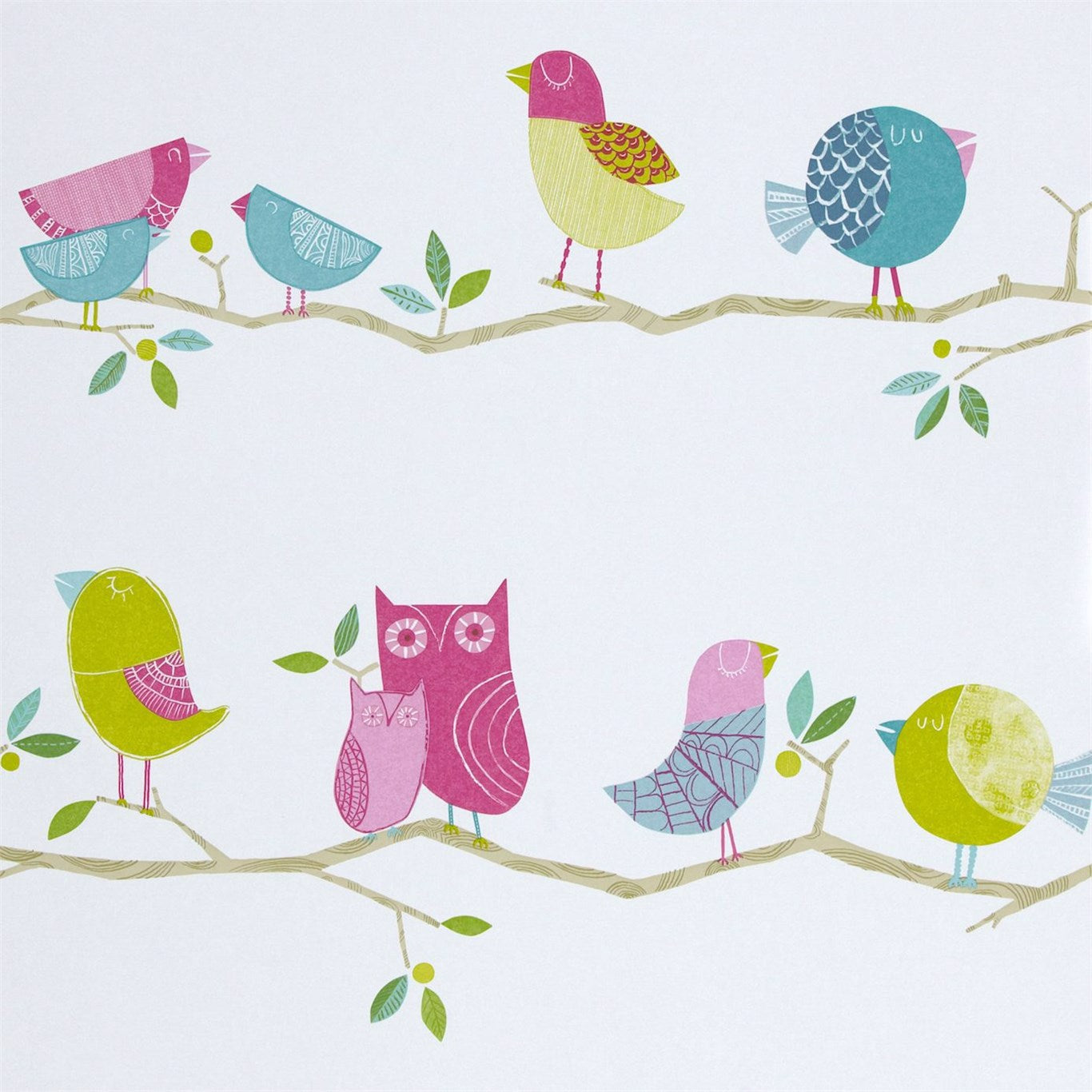 What a Hoot - Pink/Aqua/Apple & Natural