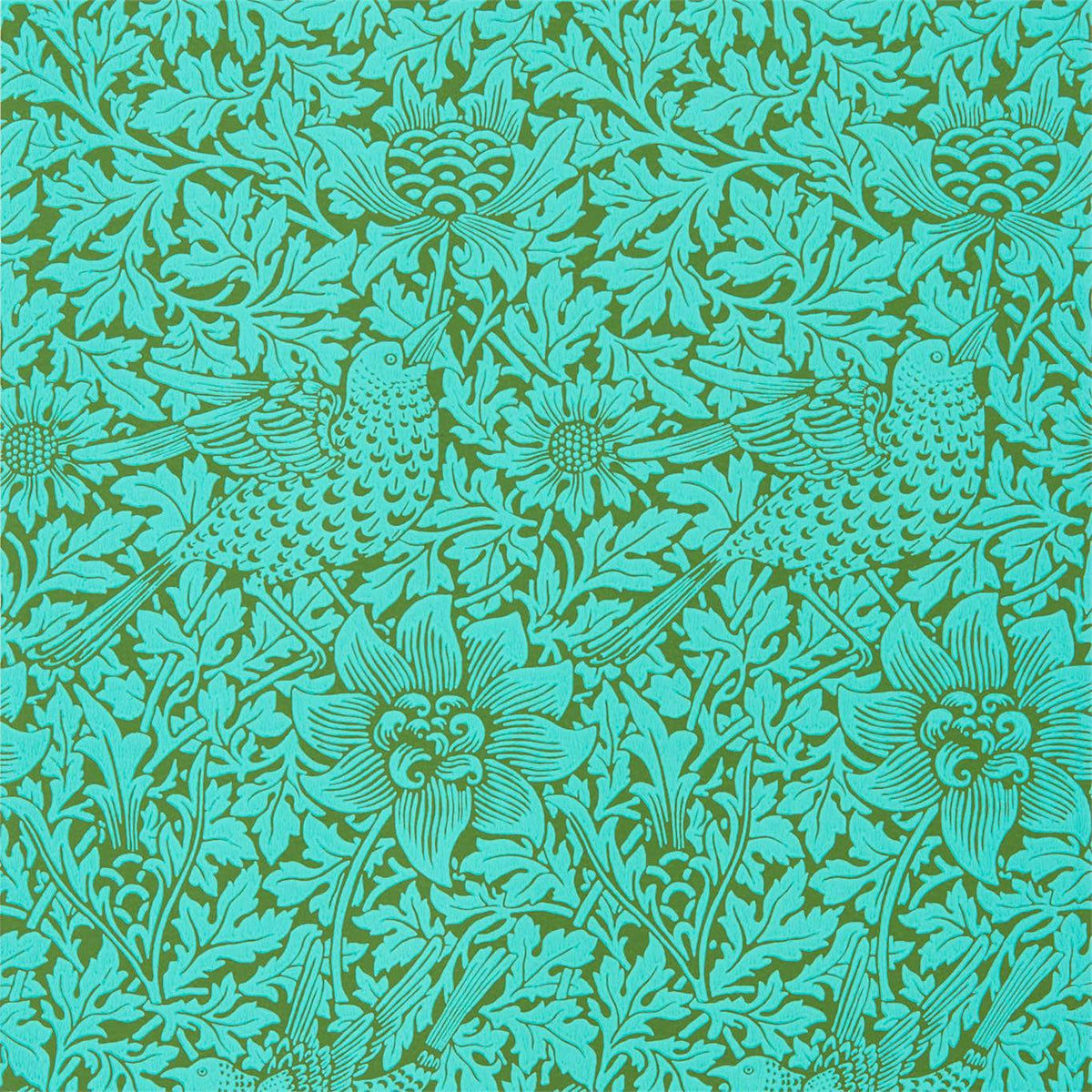 Bird & Anemone - Olive/Turquoise