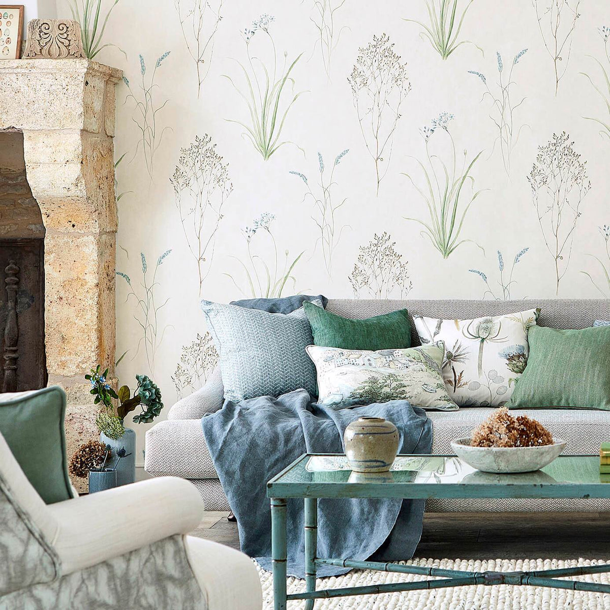 Farne Grasses - Silver/Ivory