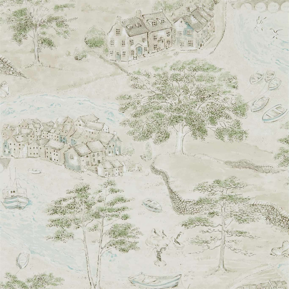 Sea Houses - Green/Sand