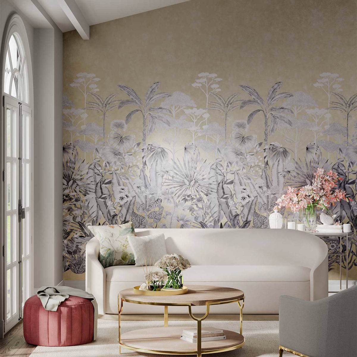 Floreana Gilt/Black Earth/Tranquility - Mural